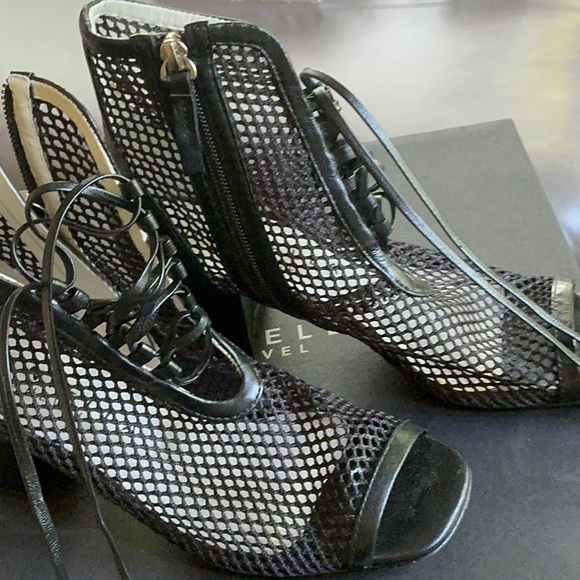 Danielle Shevel Black Lace Up Boots High Heel Elegance - Picture 2 of 7